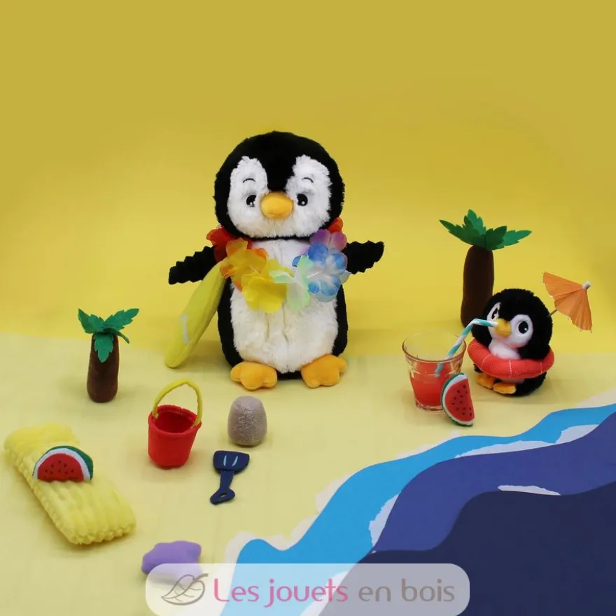 Peluche pingouin Iglou maman et son bébé noir - Les Déglingos