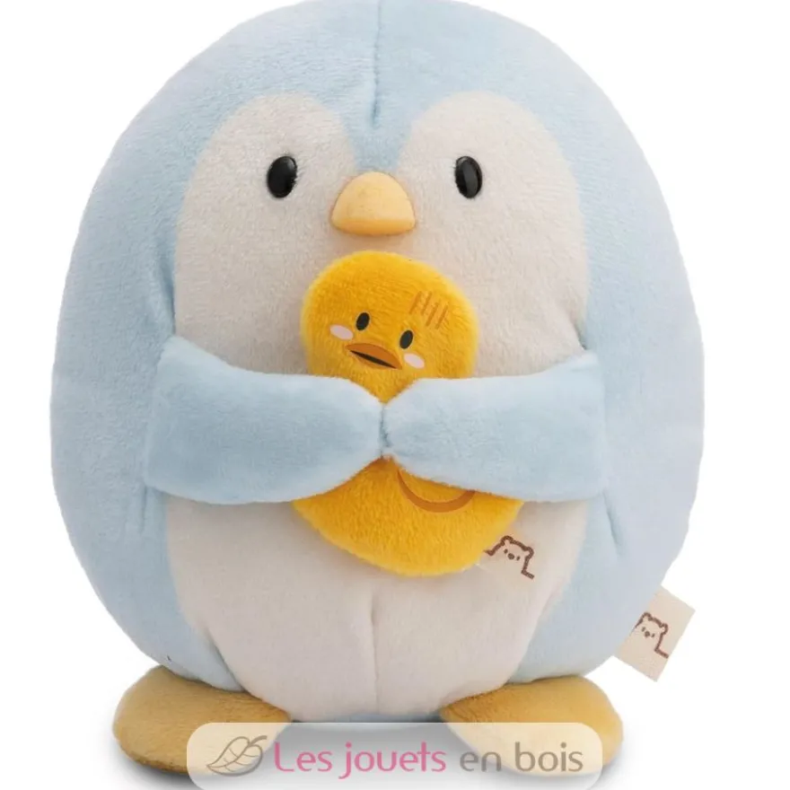 Peluche Pingouin Waddle 27 cm avec un canard - Nici