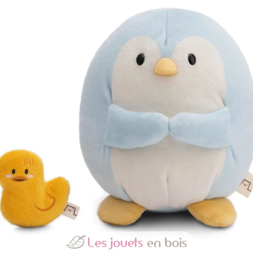 Peluche Pingouin Waddle 27 cm avec un canard - Nici