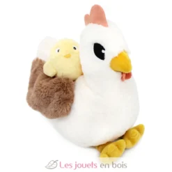 Peluche poule Pioupiou maman et son bébé blanc - Les Déglingos