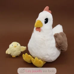 Peluche poule Pioupiou maman et son bébé blanc - Les Déglingos