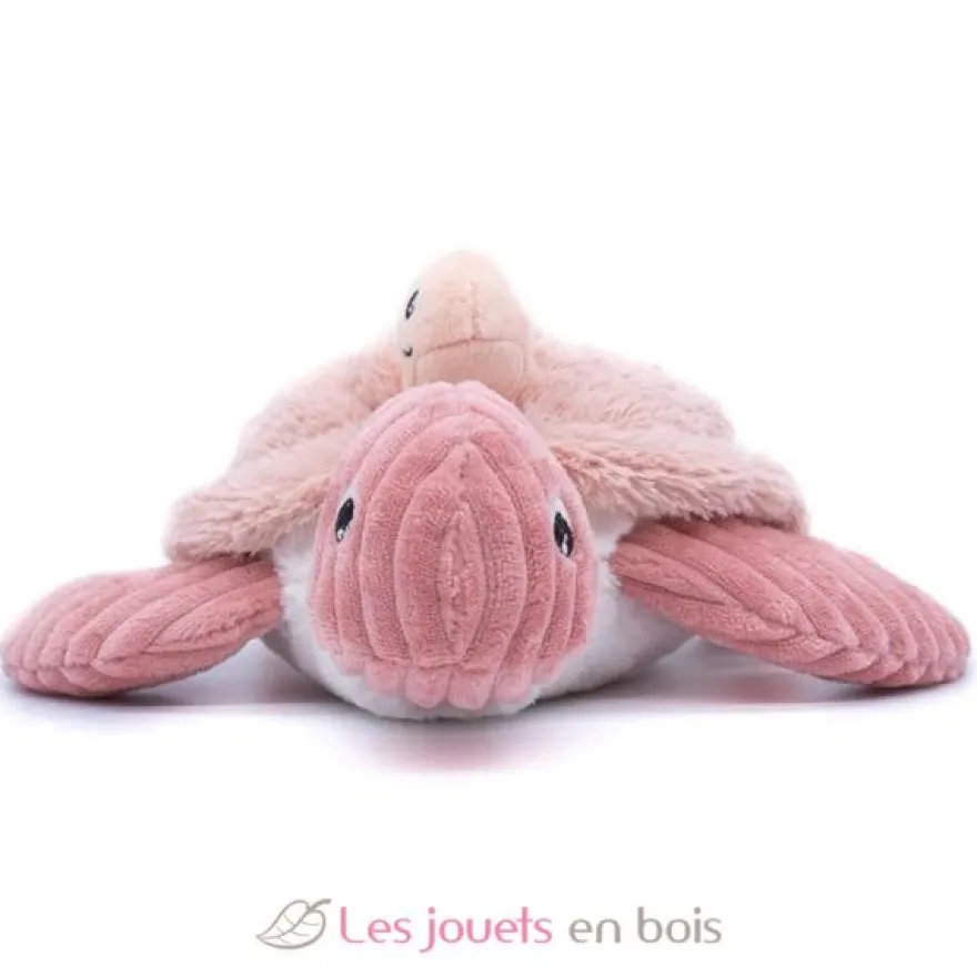 Peluche Ptipotos maman bébé tortue rose - Les Déglingos