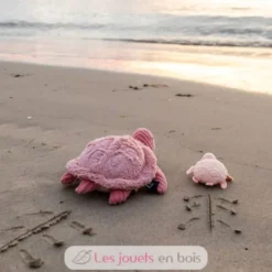 Peluche Ptipotos maman bébé tortue rose - Les Déglingos