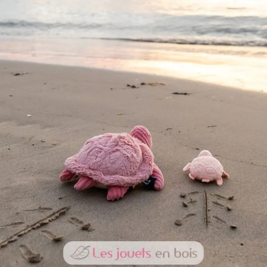 Peluche Ptipotos maman bébé tortue rose - Les Déglingos