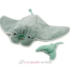 Peluche Ptipotos Raie manta et son bébé menthe - Les Déglingos