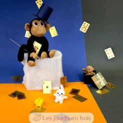 Peluche singe maman et son bébé marron chocolat - Les Déglingos