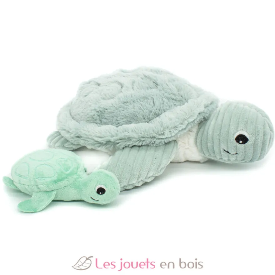 Peluche tortue géante maman et son bébé menthe - Les Déglingos