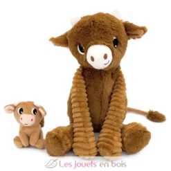 Peluche vache Hindou maman et son bébé marron - Les Déglingos