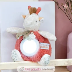 Peluche veilleuse girafe beige et rouge 15 cm - Doudou et Compagnie