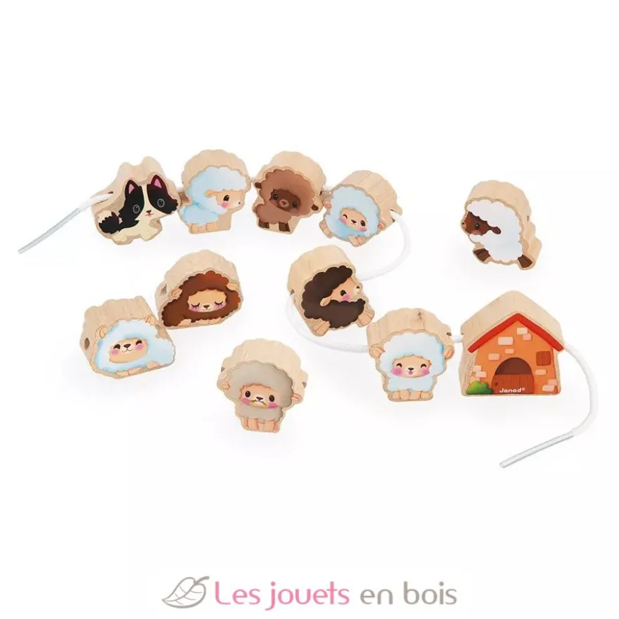 Perles à enfiler Moutons - Janod