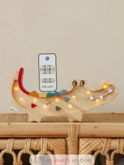 Petite Lampe Veilleuse Crocodile bois naturel - Little Lights