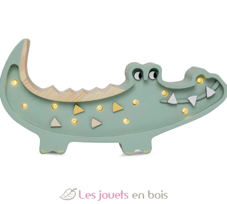 Petite Lampe Veilleuse Crocodile Kaki pastel - Little Lights