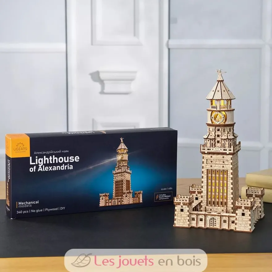 Phare d'Alexandrie - Puzzle 3D mécanique en bois - Ugears