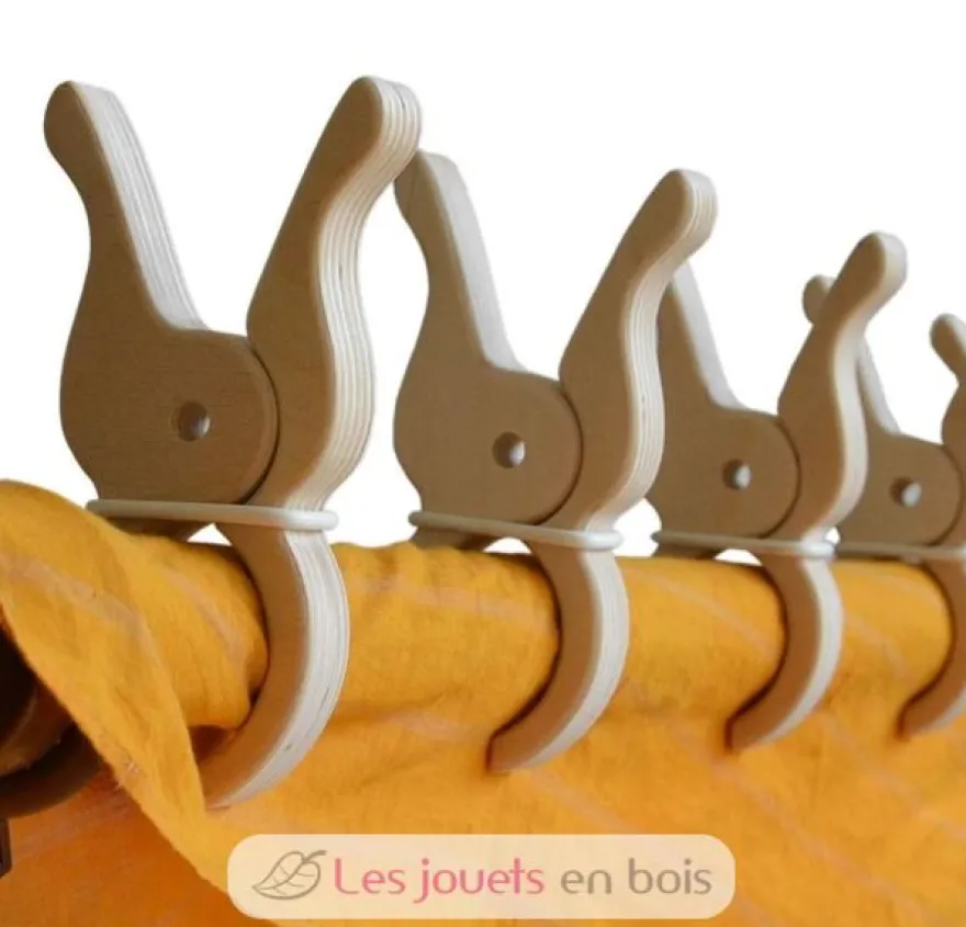 4 pinces géantes en bois naturel - Speelbelovend