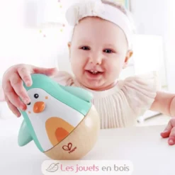 Pingouin culbuto musical turquoise - Bois et plastique - Hape