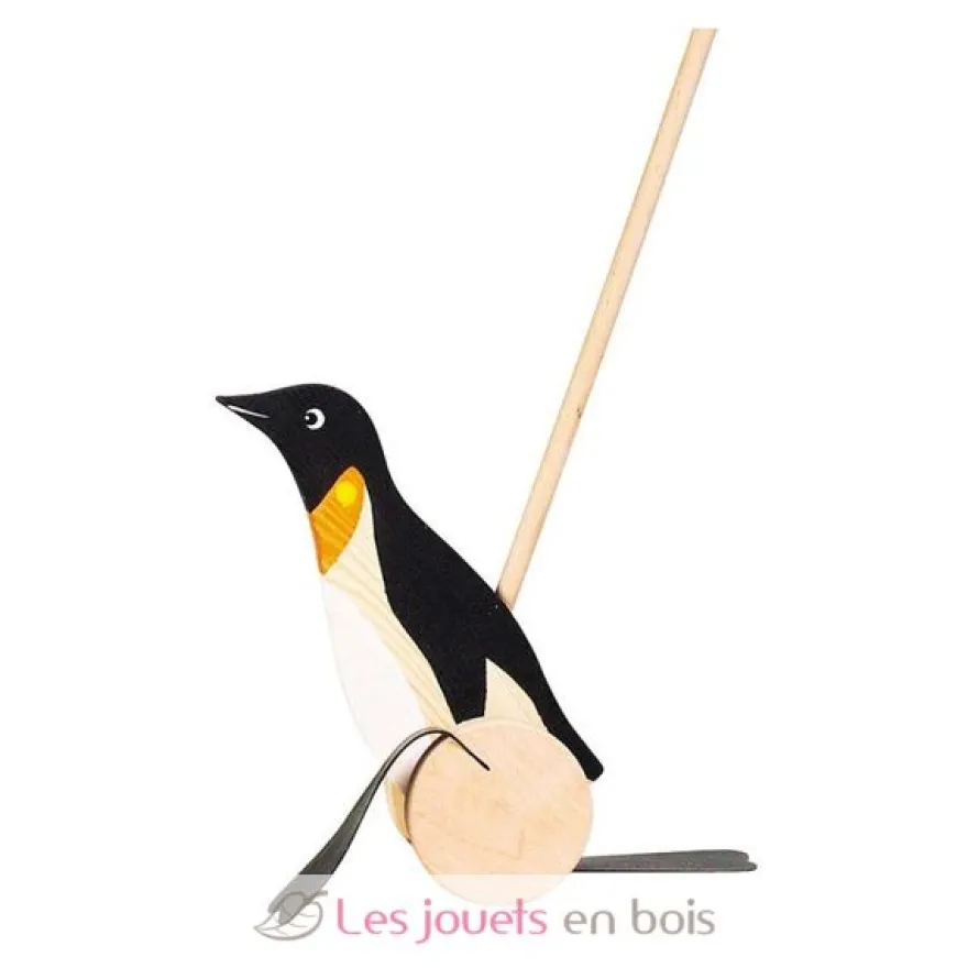 Pingouin à pousser en bois noir - Goki