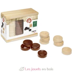 Pions en bois pour jeu de dames - Cayro