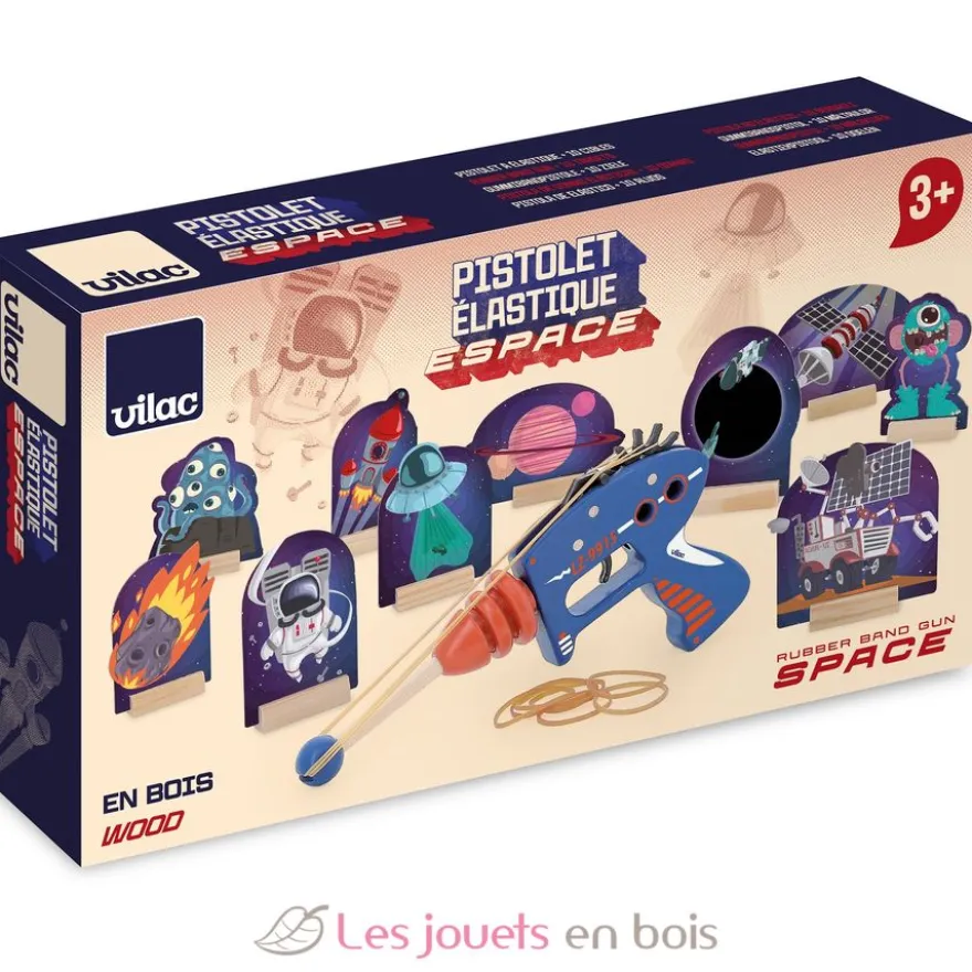 Pistolet en bois à élastiques Espace - Vilac
