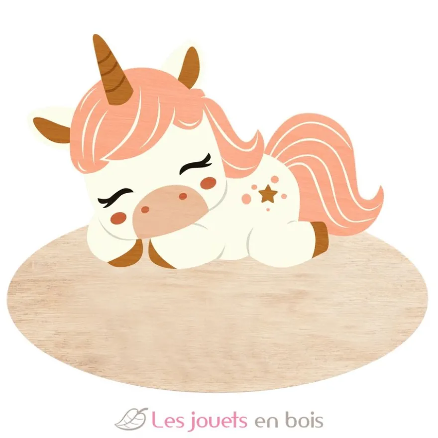 Plaque de porte en bois personnalisable Licorne - Vintiun