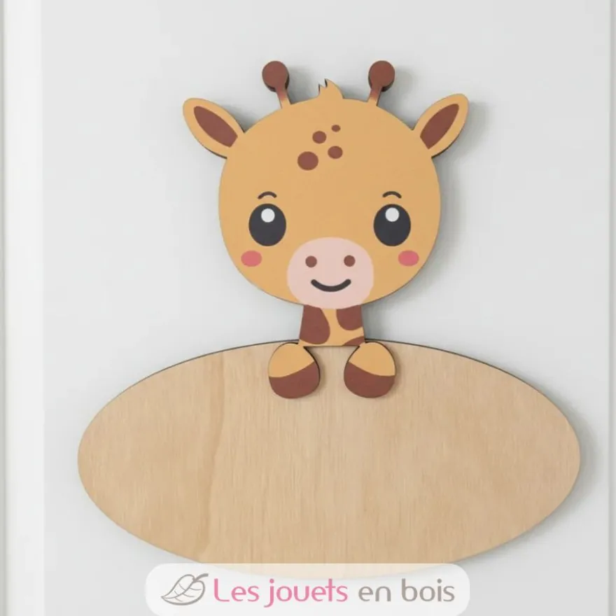 Plaque de porte en bois personnalisable Girafe - Vintiun