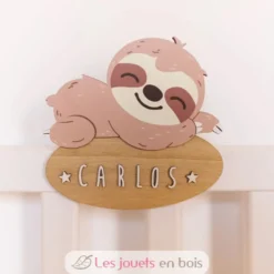 Plaque de porte en bois personnalisable Paresseux - Vintiun