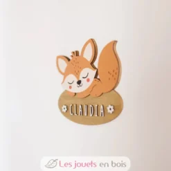 Plaque de porte en bois personnalisable Renard - Vintiun