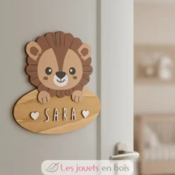 Plaque de porte en bois personnalisable Lion - Vintiun
