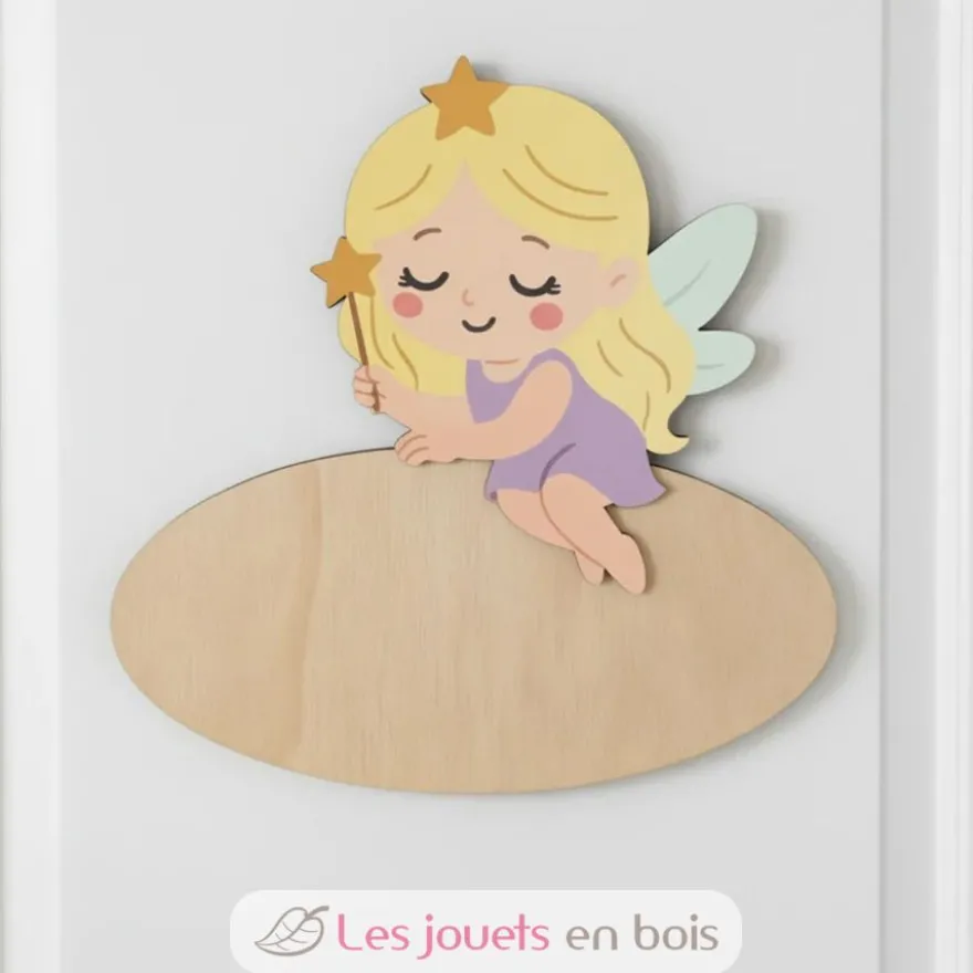 Plaque de porte en bois personnalisable Fée - Vintiun