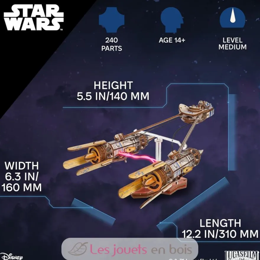Podracer d’Anakin Skywalker - Puzzle 3D mécanique en bois - Ugears