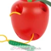 Pomme en bois à enfiler rouge - Small Foot Compagny