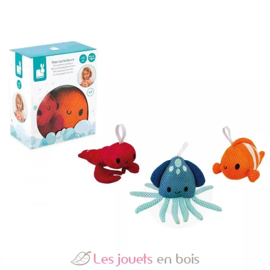 3 éponges de bain animaux marins - Janod