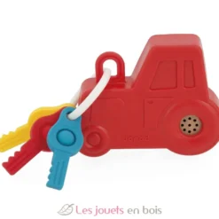 Porte-clés tracteur sonore et lumineux - Bois et silicone - Janod