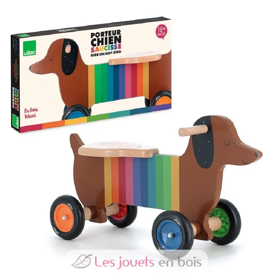 Porteur en bois chien multicolore - Vilac