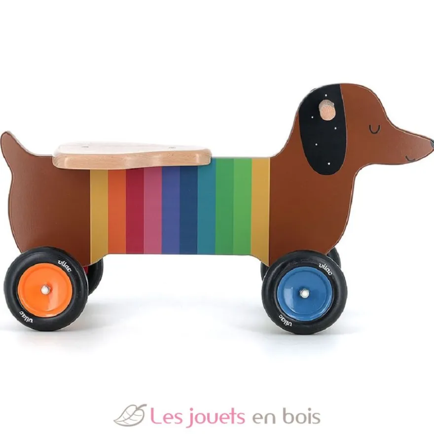 Porteur en bois chien multicolore - Vilac