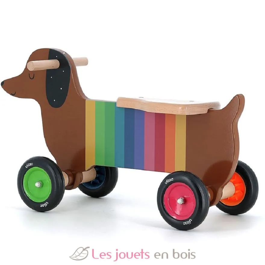 Porteur en bois chien multicolore - Vilac