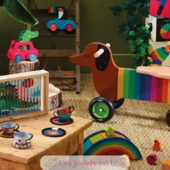Porteur en bois chien multicolore - Vilac
