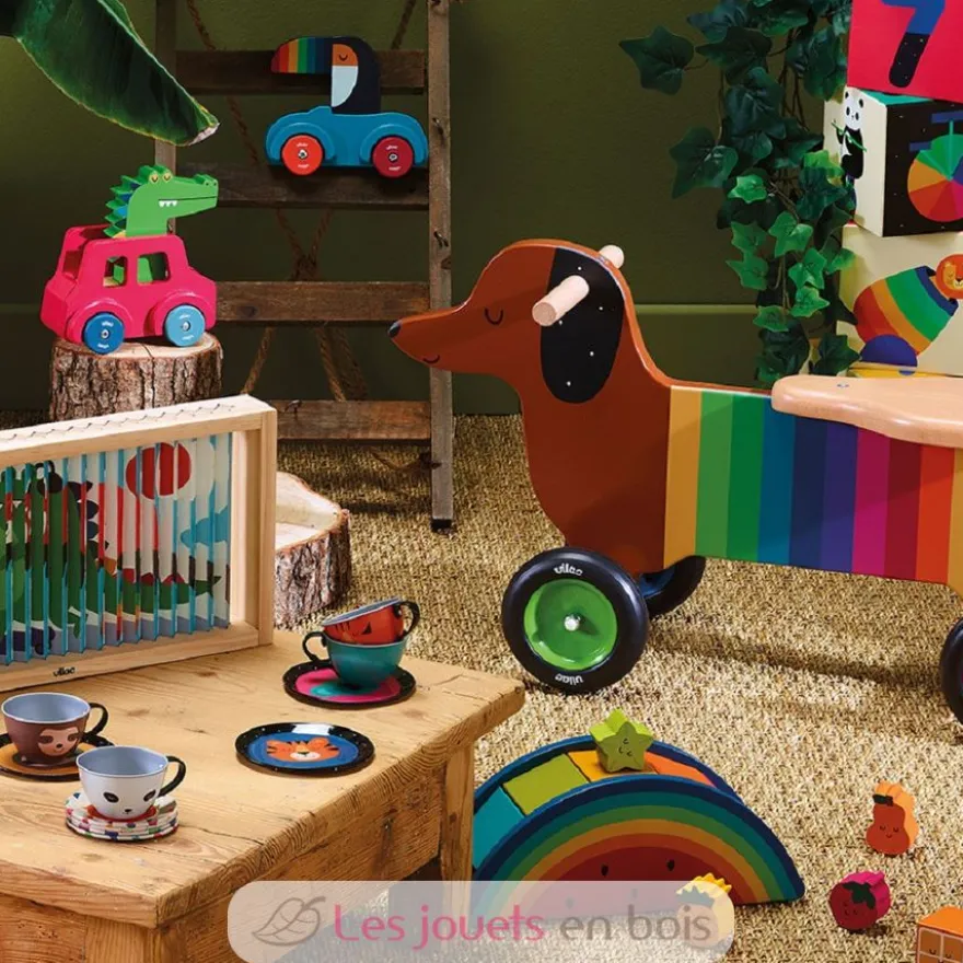 Porteur en bois chien multicolore - Vilac