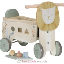 Porteur lion en bois avec formes à encastrer - Little Dutch