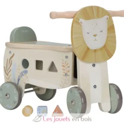 Porteur lion en bois avec formes à encastrer - Little Dutch
