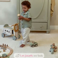 Porteur lion en bois avec formes à encastrer - Little Dutch