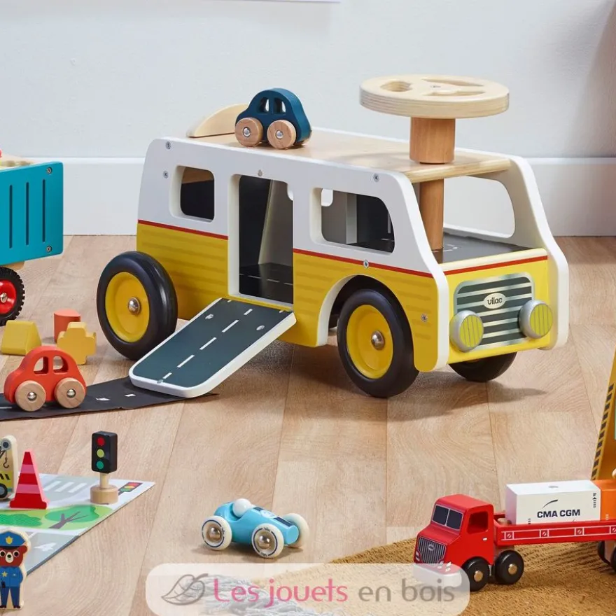 Porteur Van garage en bois - Dès 18 mois - Vilac
