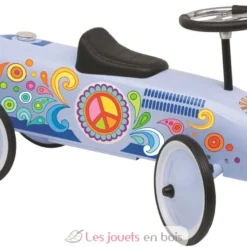 Porteur voiture bleu Peace and Love - Goki