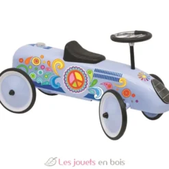 Porteur voiture bleu Peace and Love - Goki