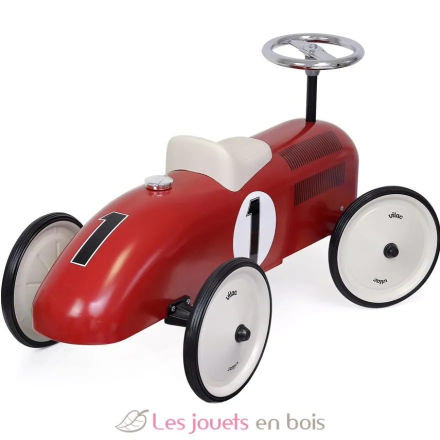 Porteur voiture vintage rouge et crème - Vilac