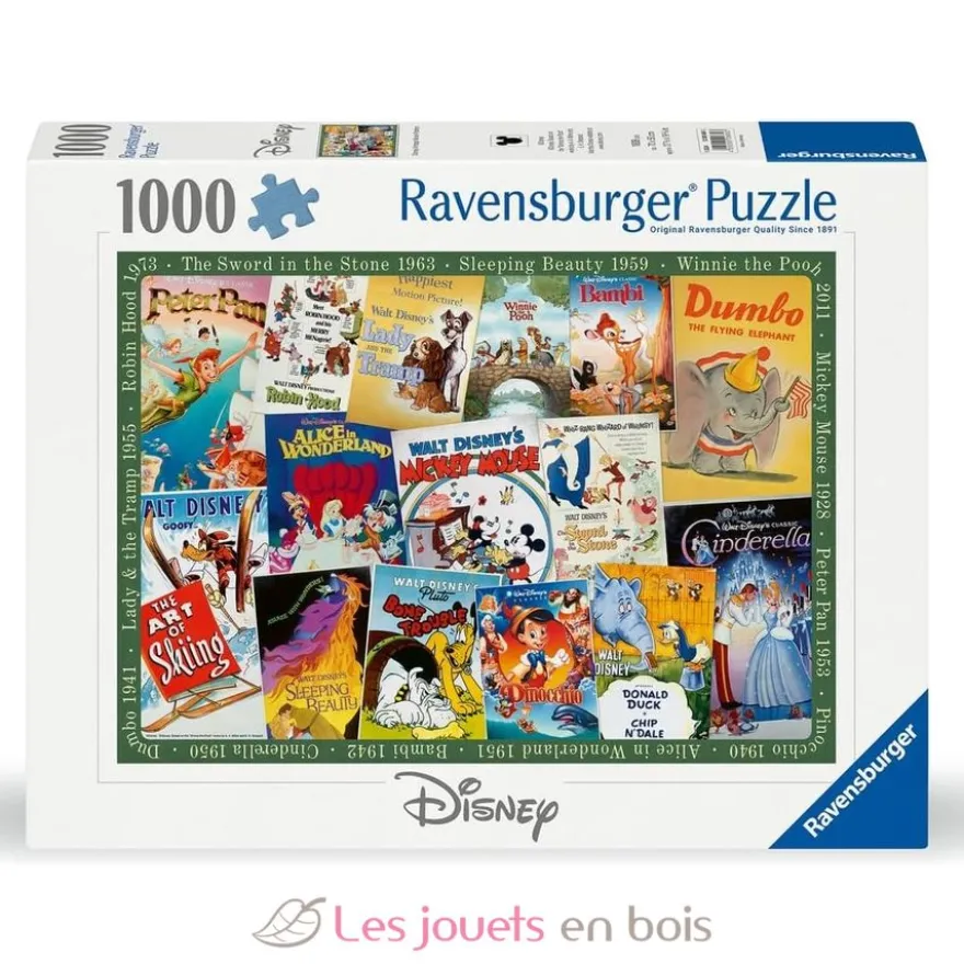 Puzzle Affiche vintage des films Disney 1000 pcs - Ravensburger