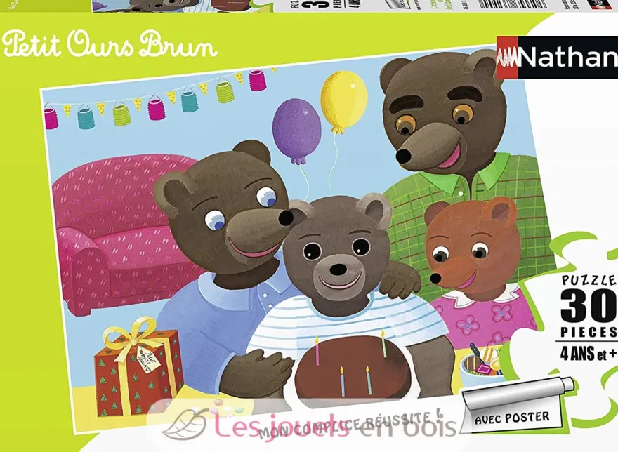 Puzzle Anniversaire Petit Ours Brun 30 pcs - Nathan