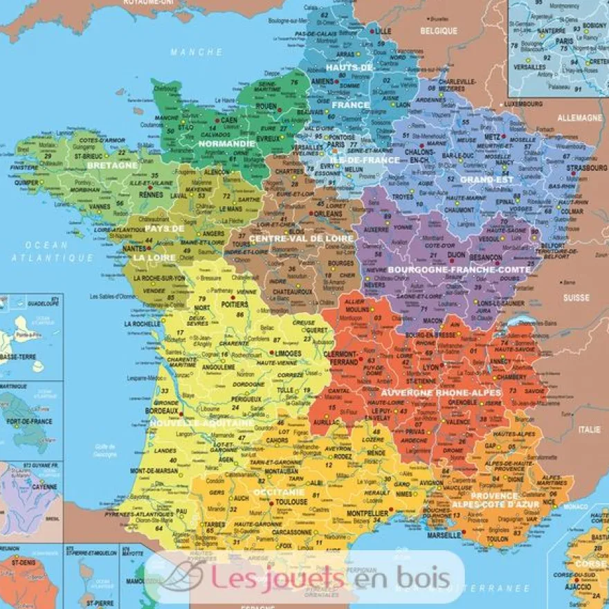 Puzzle carte de France des régions - Puzzle Michèle Wilson