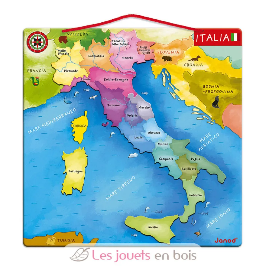 Puzzle carte d'Italie magnétique - Janod