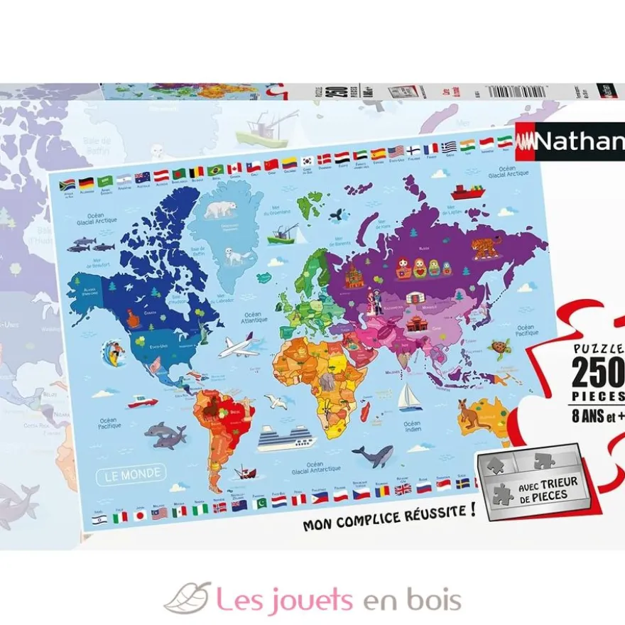 Puzzle Carte du monde 250 pcs - Nathan