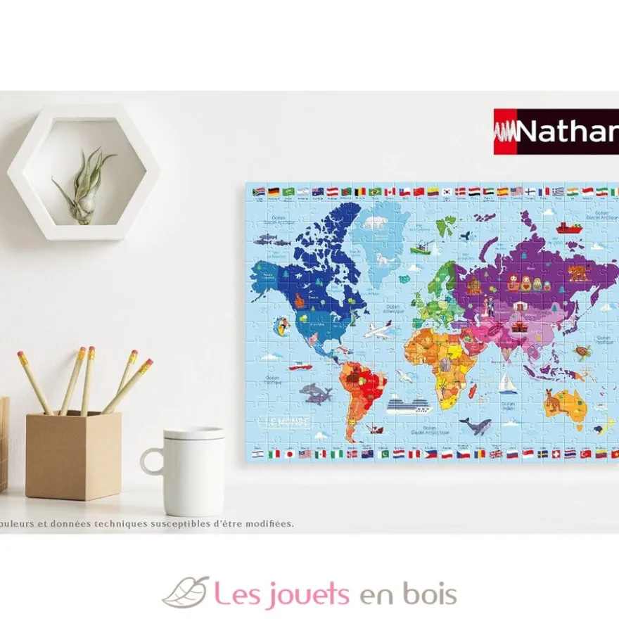 Puzzle Carte du monde 250 pcs - Nathan